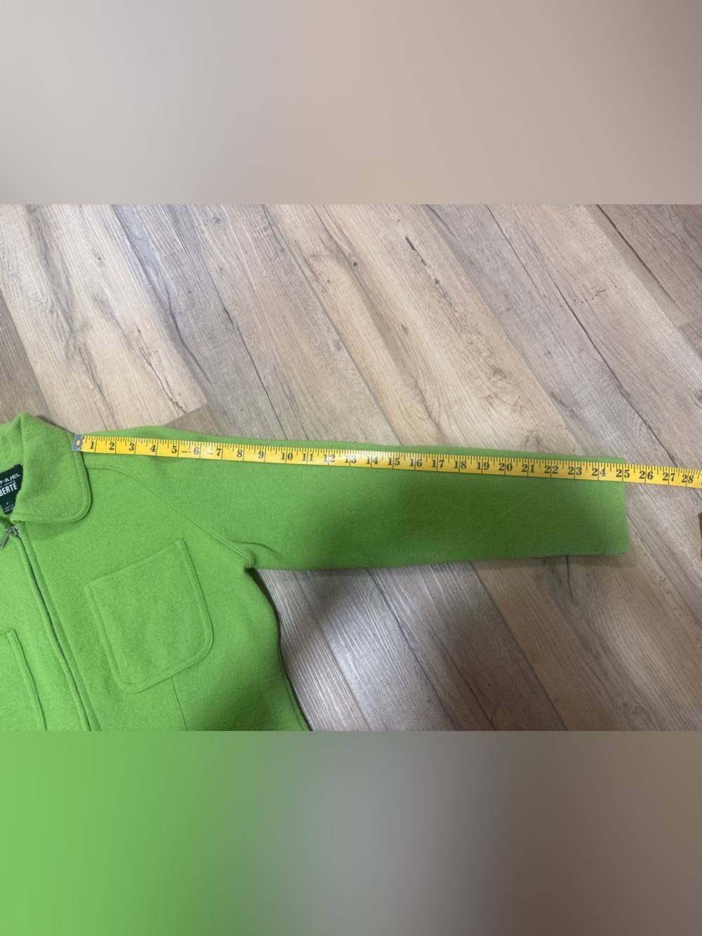 Emanuel Ungaro Liberte Lime Green Vintage 90s 100% Wool Cropped Shacket Jacket - Picture 6 of 9